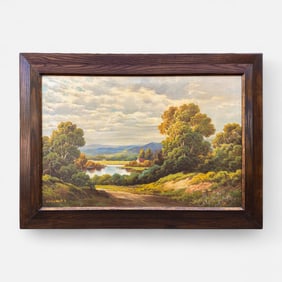 Walter Hart Jr Large Hudson River School Framed Oil on Canvas Landscape Painting