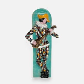Carlos Vizeu Harlequin Art Pottery Wall Plaque