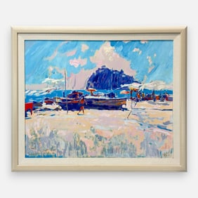 Nicola Simbari "Ischia" 1994 Large Silkscreen Framed Print