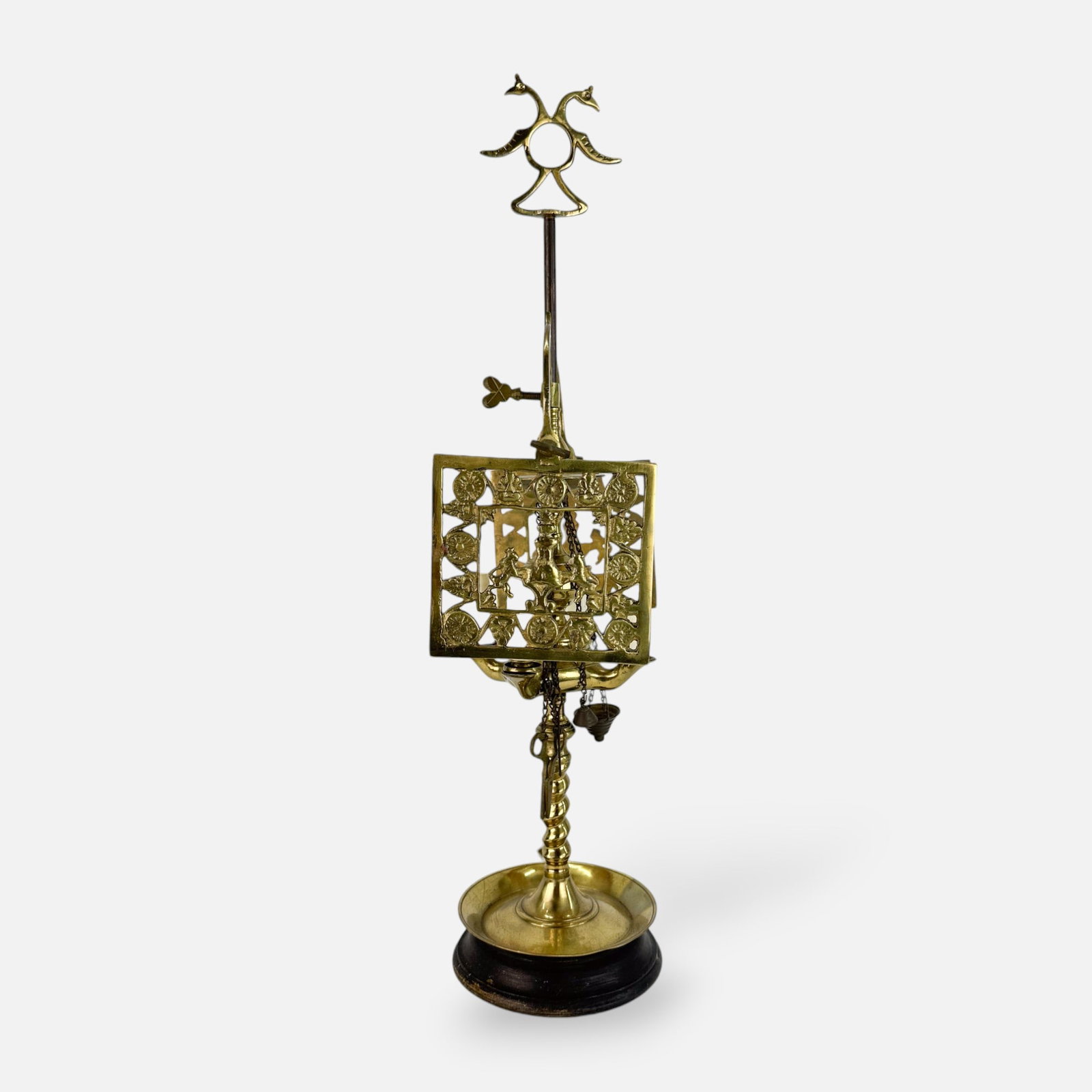 Florentine Style Brass Table Lamp: Good overall, with minor surface wear. Untested. Simple integrated shipping with LiveAuctioneers LiveShipping is now available. Bidders may still arrange their own shipping which may be more economica