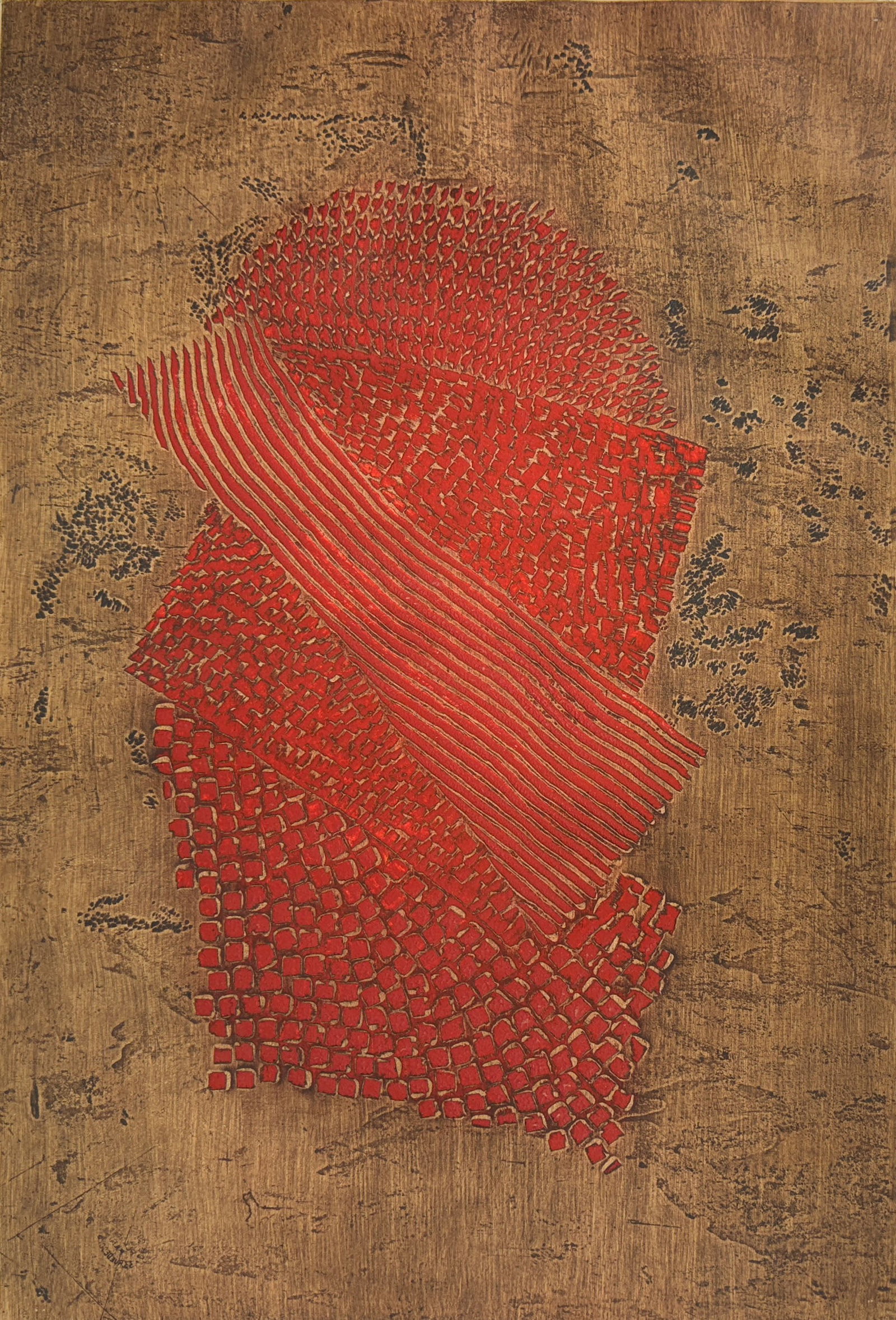 Arthur Luiz Piza "Comite Rouge" 1967 Color Aquatint Embossed Print: Pencil signed, titled, dated 1967, and numbered #141/210. Fair to good overall as shown. See overall creasing. Simple integrated shipping with LiveAuctioneers LiveShipping is now available. Bidders ma