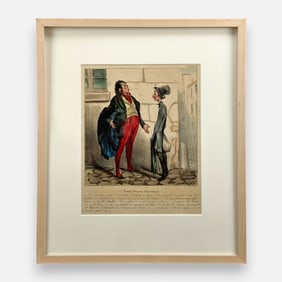 Honore Daumier "Robert Macaire, Schismatique" 1840 Hand Colored Lithograph Framed Print