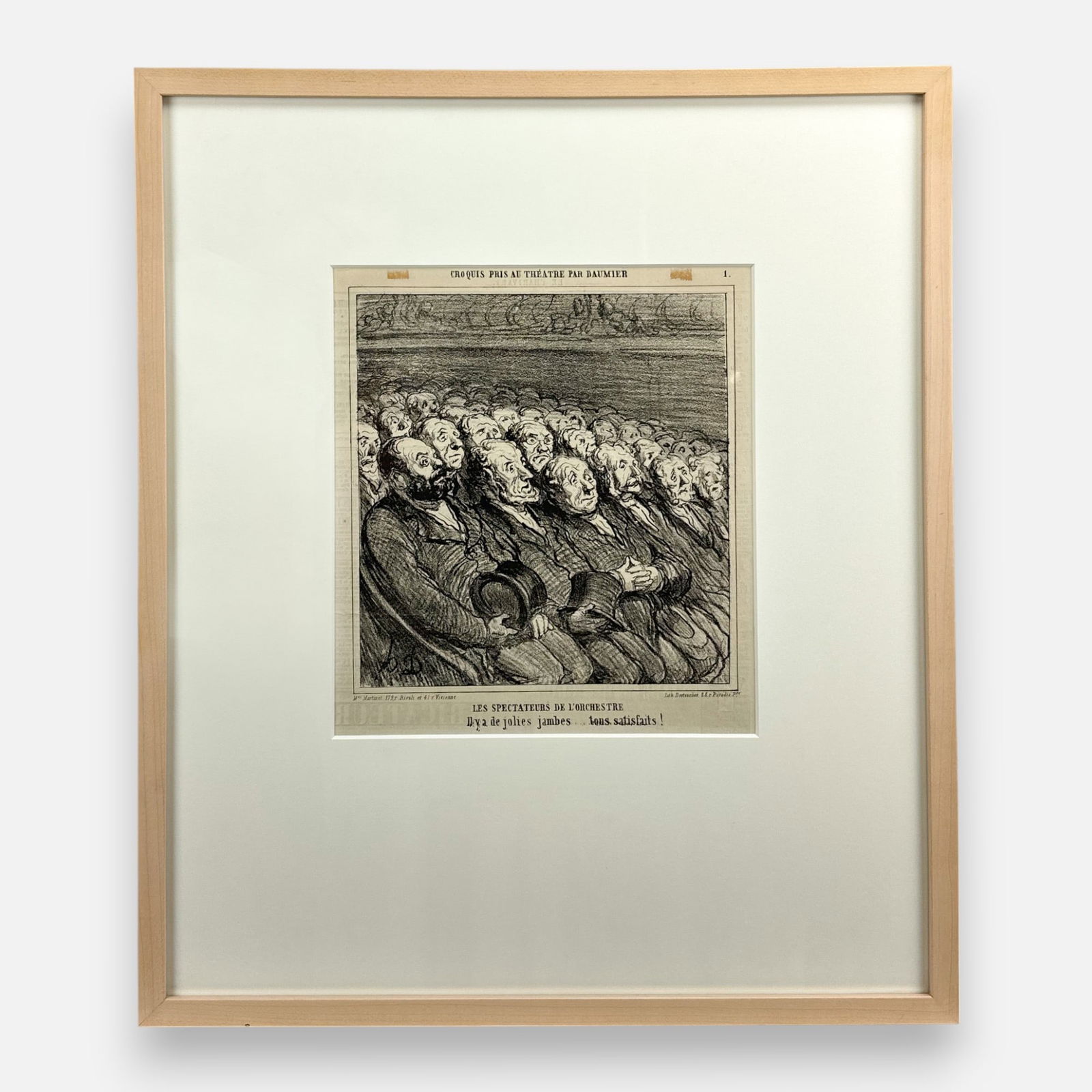 Honore Daumier "Les Spectateurs de L'Orchestre" 1860s Lithograph Framed Print (1 of 8)