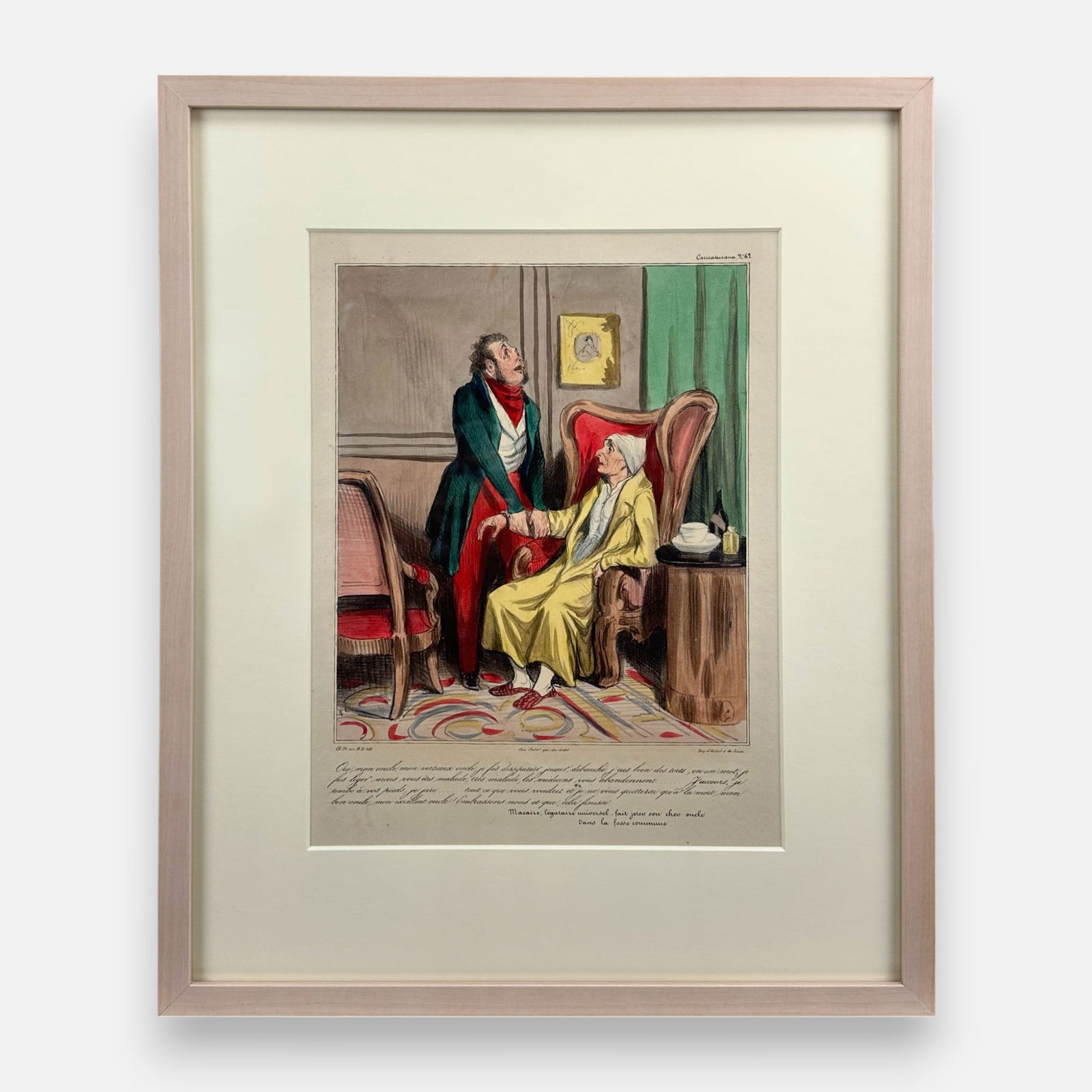 Honore Daumier Antique French Caricature Hand Colored Lithograph Framed Print #1 (1 of 8)