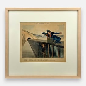 Honore Daumier Antique French Caricature Hand Colored Lithograph Framed Print #2
