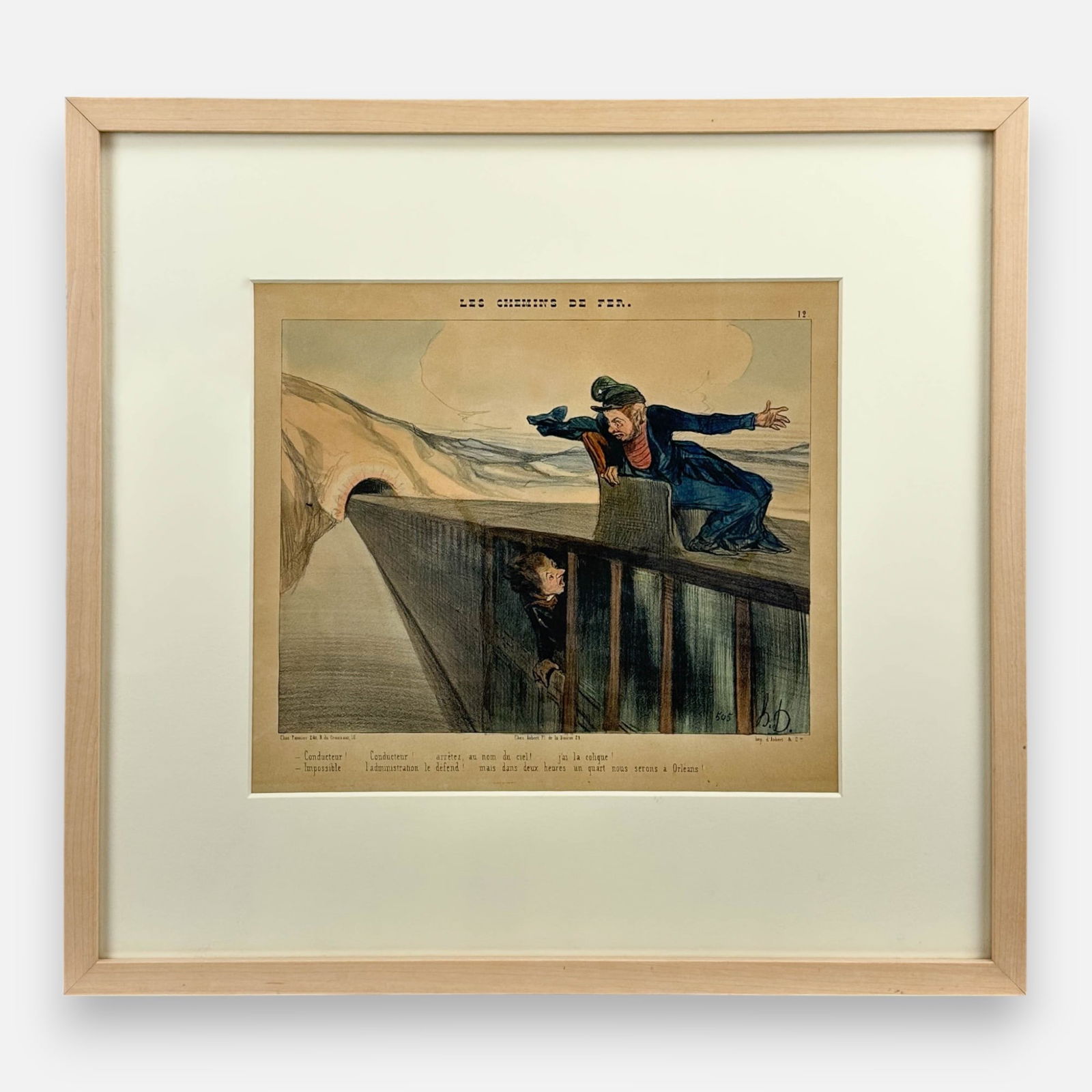 Honore Daumier Antique French Caricature Hand Colored Lithograph Framed Print #2 (1 of 7)