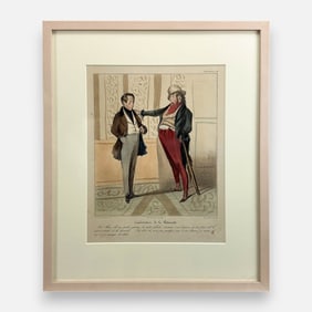 Honore Daumier Antique French Caricature Hand Colored Lithograph Framed Print #5