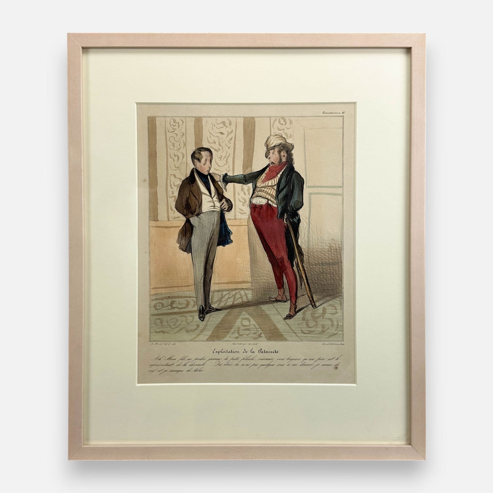 Honore Daumier Antique French Caricature Hand Colored Lithograph Framed Print #5 (1 of 8)