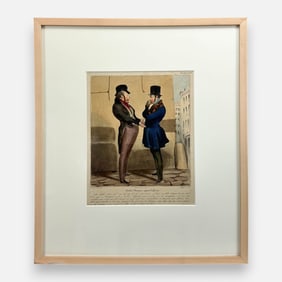 Honore Daumier Antique French Caricature Hand Colored Lithograph Framed Print #6