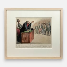 Honore Daumier Antique French Caricature Hand Colored Lithograph Framed Print #7
