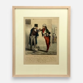 Honore Daumier Antique French Caricature Hand Colored Lithograph Framed Print #8