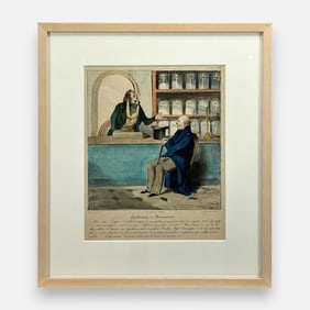 Honore Daumier Antique French Caricature Hand Colored Lithograph Framed Print #10