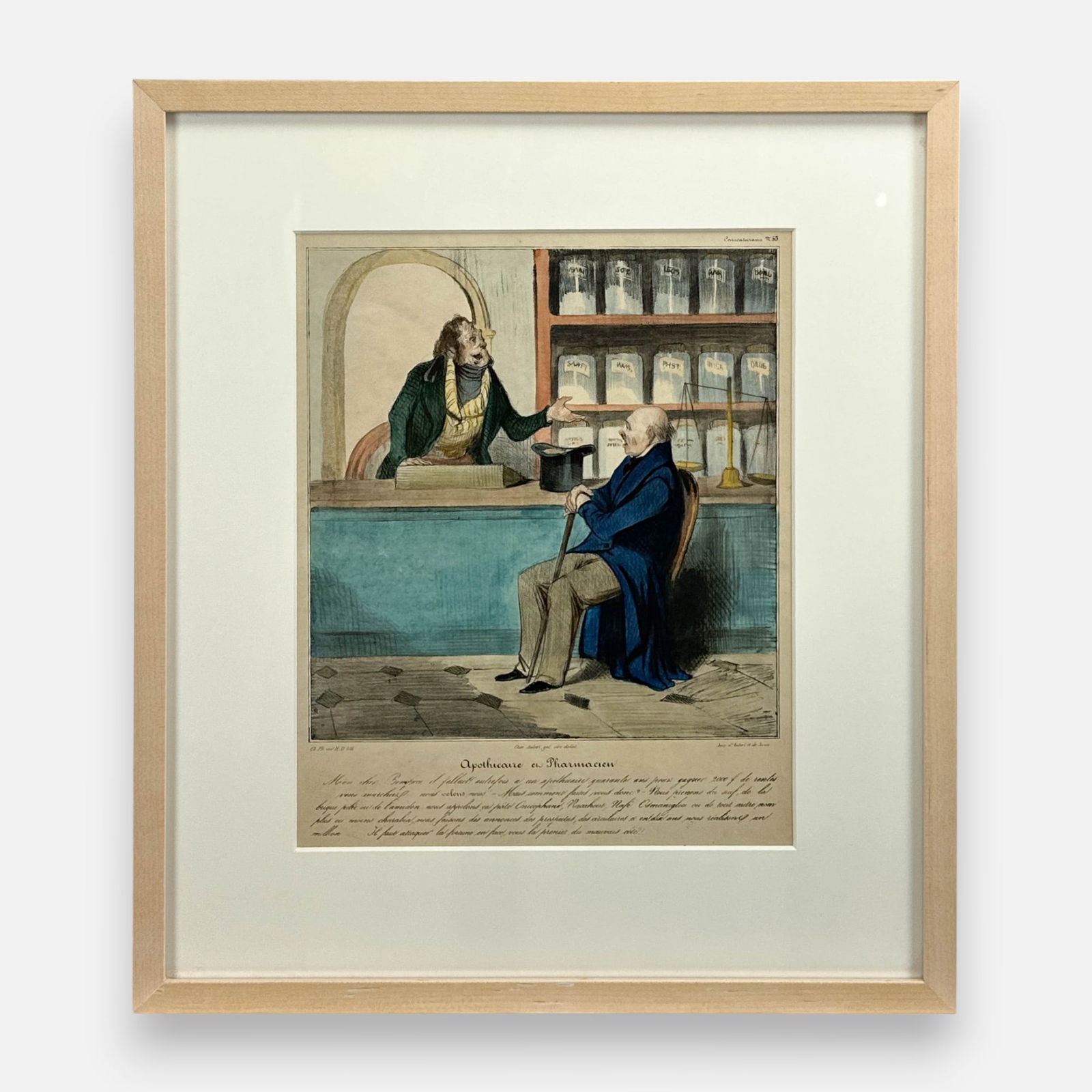 Honore Daumier Antique French Caricature Hand Colored Lithograph Framed Print #10 (1 of 8)