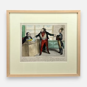 Honore Daumier Antique French Caricature Hand Colored Lithograph Framed Print #11