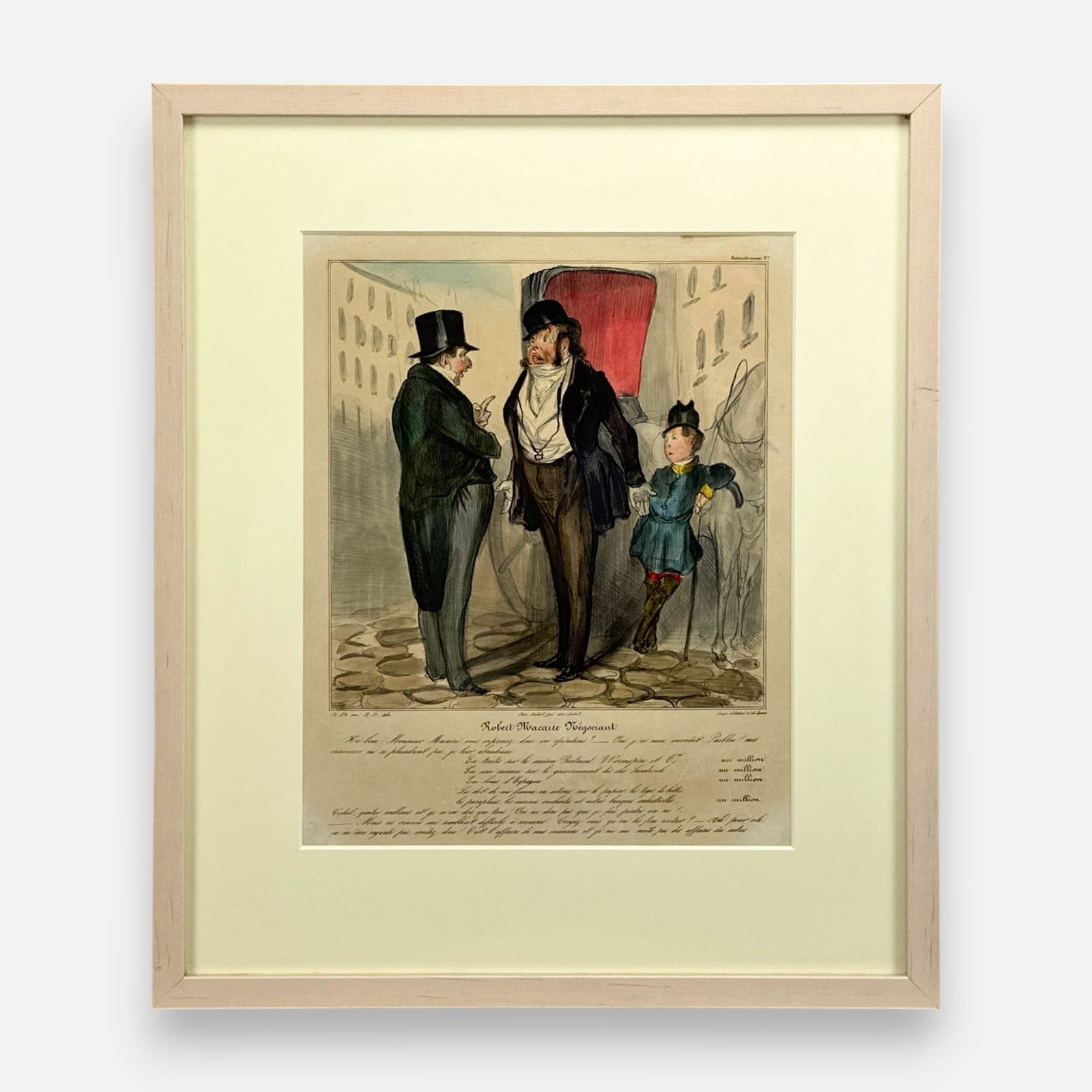 Honore Daumier Antique French Caricature Hand Colored Lithograph Framed Print #12 (1 of 8)
