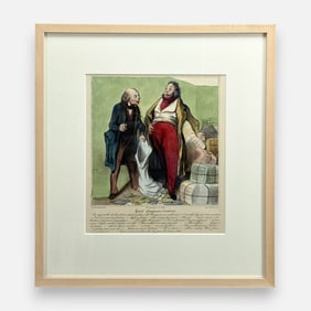 Honore Daumier Antique French Caricature Hand Colored Lithograph Framed Print #13