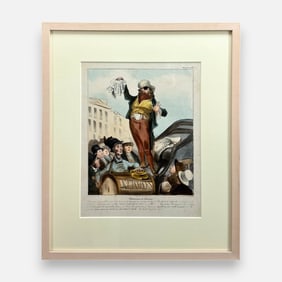 Honore Daumier Antique French Caricature Hand Colored Lithograph Framed Print #14