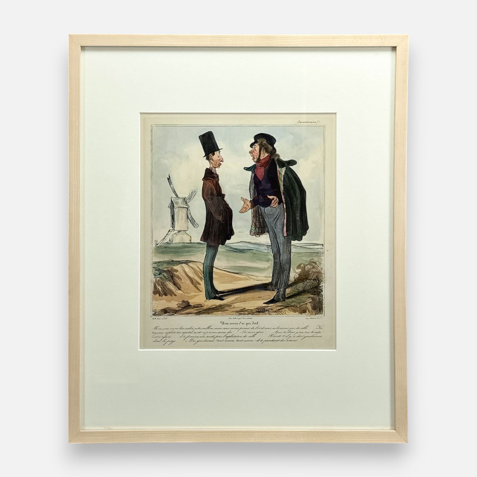 Honore Daumier Antique French Caricature Hand Colored Lithograph Framed Print #15 (1 of 8)