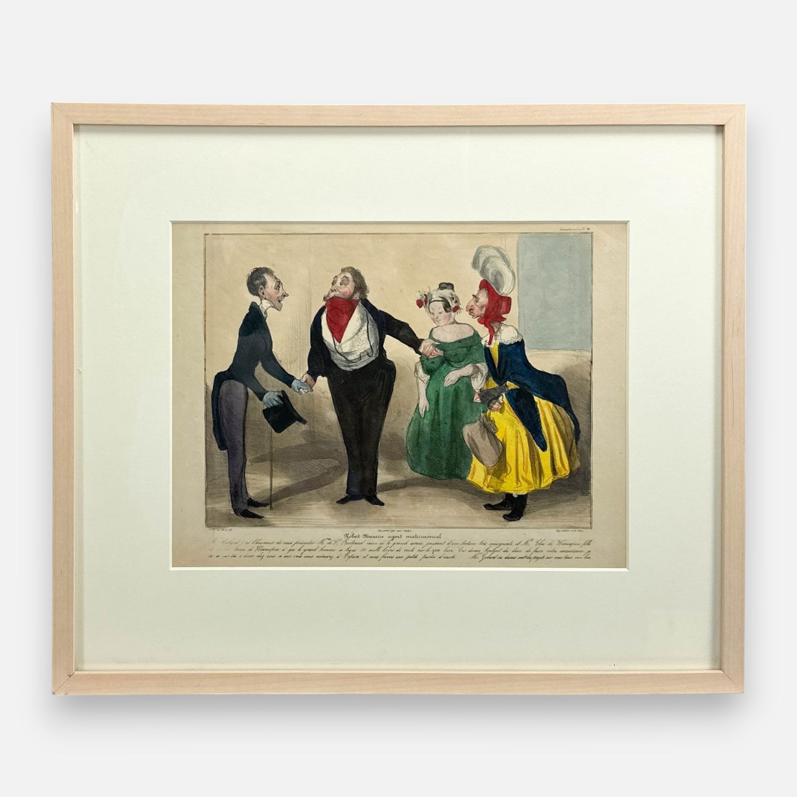 Honore Daumier Antique French Caricature Hand Colored Lithograph Framed Print #16 (1 of 7)