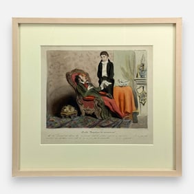 Honore Daumier Antique French Caricature Hand Colored Lithograph Framed Print #18