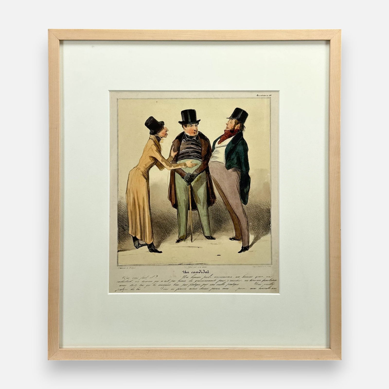 Honore Daumier Antique French Caricature Hand Colored Lithograph Framed Print #19 (1 of 8)