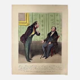 Honore Daumier Antique French Caricature Hand Colored Lithograph Loose Print #2