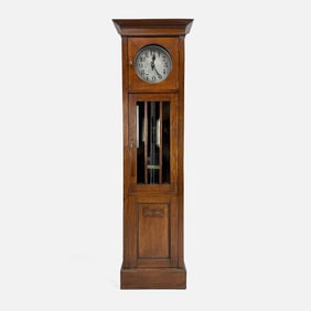 Antique Fumed Oak Arts & Crafts Style Tall Case Grandfather Clock