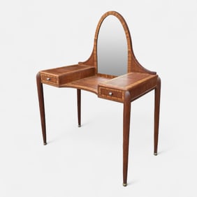 Ruhlmann Style Art Deco Rosewood and Walnut Wood Veneer Vanity