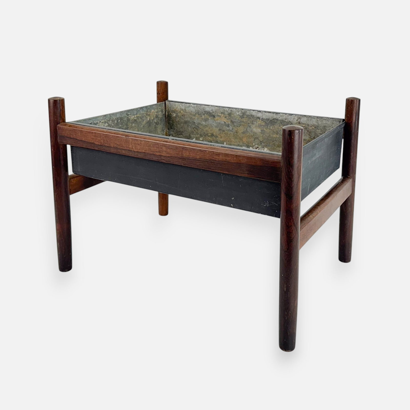 Spottrup Danish Modern MCM Rosewood Floating Planter: Ca. second half 20thC. Attributed Spottrup Mobelfabrik. Good age-appropriate condition. Please enlarge all photos for best idea of condition specifics. Simple integrated shipping with LiveAuctioneers 