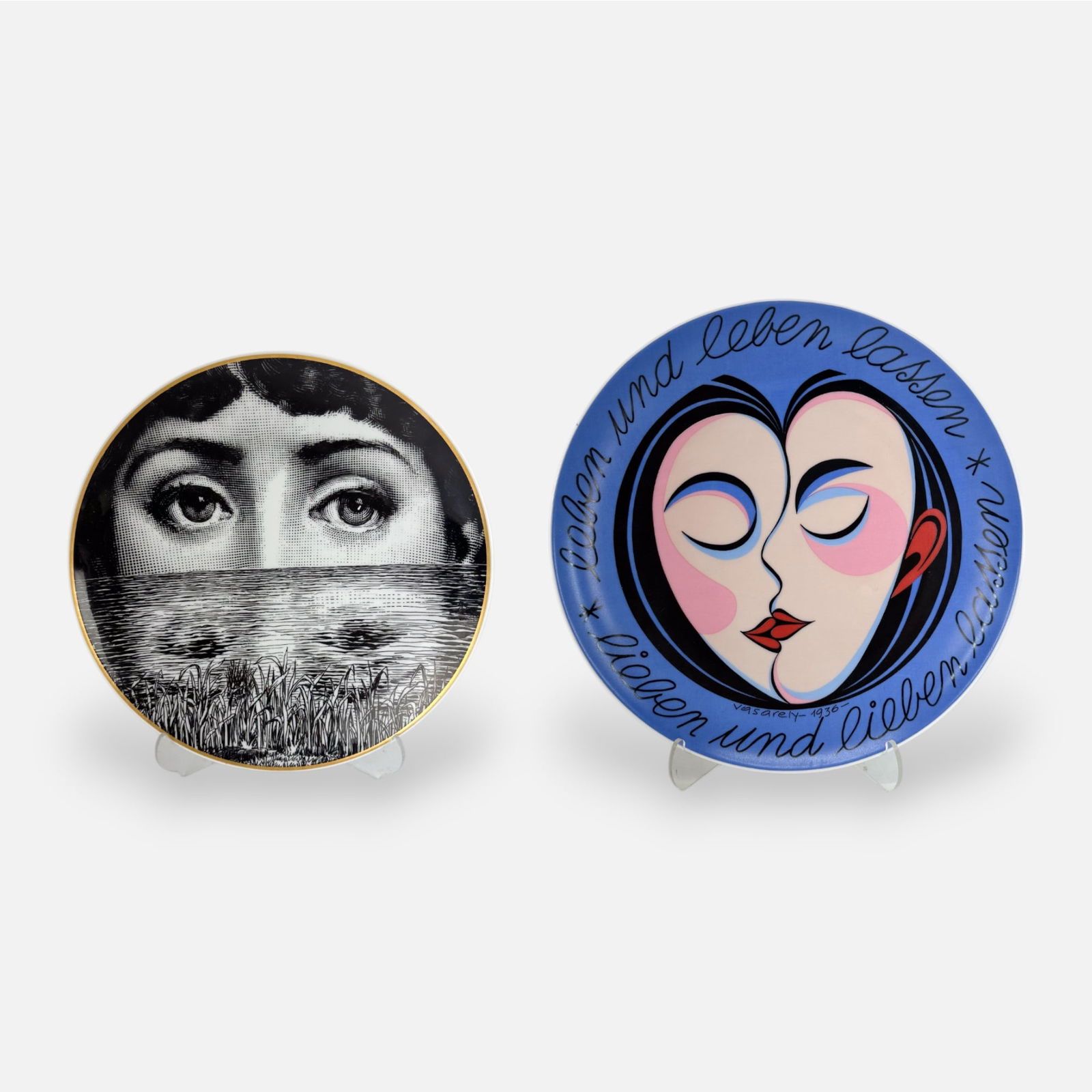 Two Rosenthal Porcelain Artist Plates Vasarely & Fornasetti (1 of 9)