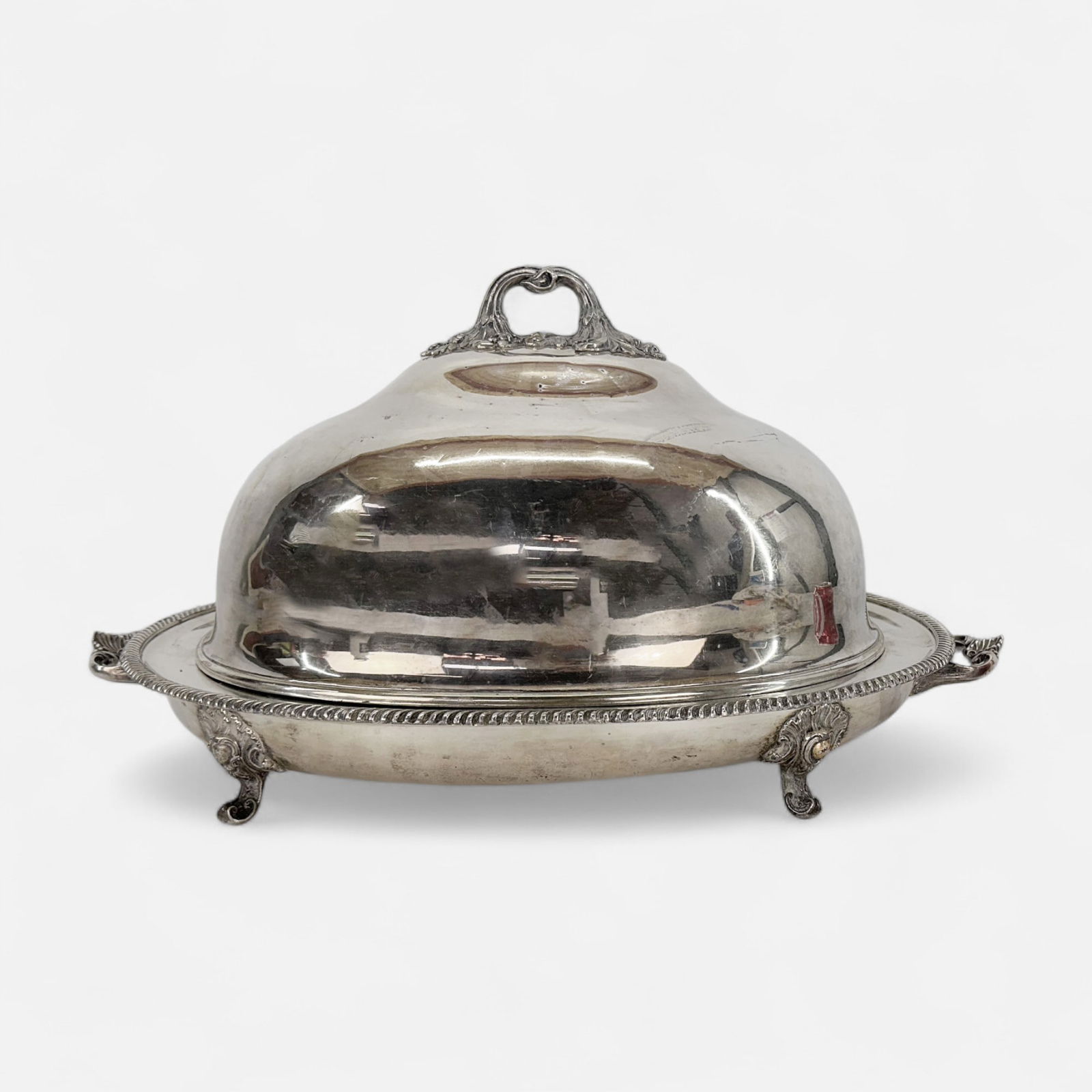 Large Antique 19thC Sheffield Silver Plate Meat Dome w/Hot Water Underplate (1 of 13)