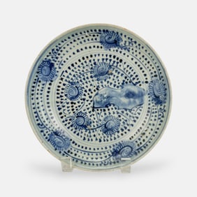 Antique Chinese Ming Blue and White 8" Dish Bowl