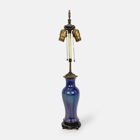 Vintage Chinese Plum Flambe Monochrome Baluster Vase Form Table Lamp