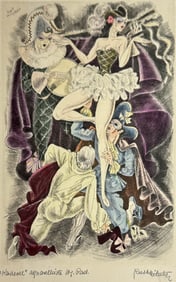 Kurt Hilscher Can-Can Dancer Hand Colored Etching Pencil Signed Print #2