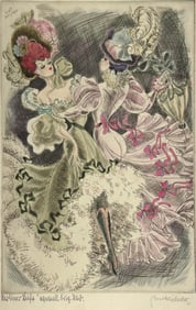 Kurt Hilscher Dancing Women Hand Colored Etching Pencil Signed Print #9