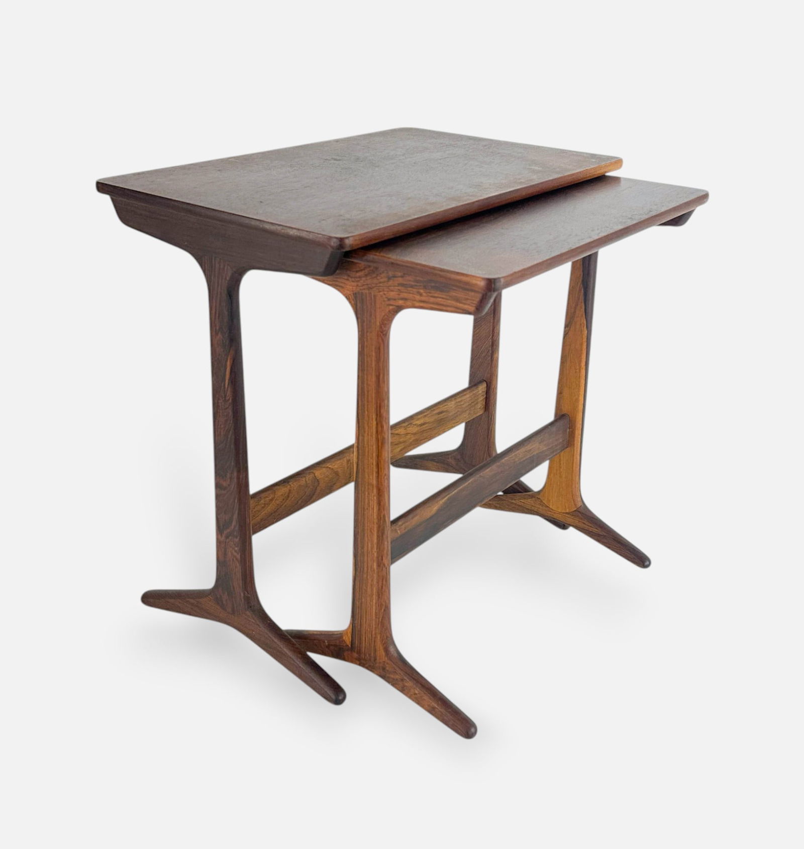 Erling Torvits for Heltborg Mobler Danish Modern Rosewood Nesting Tables: Fair to good as shown, with surface scratches.