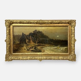 James Howard "Carolina Coastal Scene" 1875 Antique Oil on Canvas Painting Framed