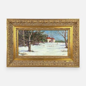 Robert Johnson "Vienna, VA" Landscape Oil on Board Framed Painting