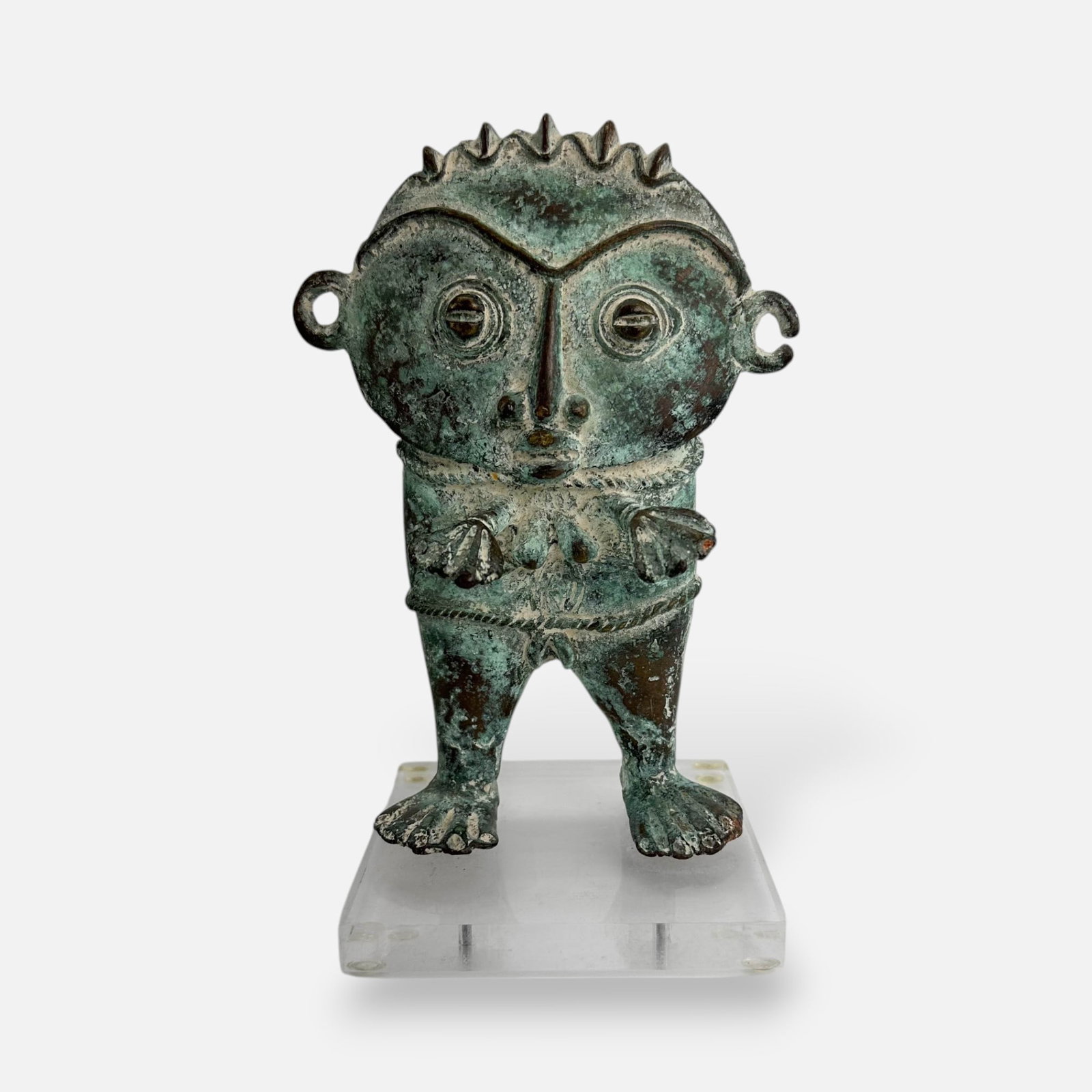 African Tribal Female "Tikar" Congolese Bronze Fertility Doll: Good as shown, with a few small surface dings.