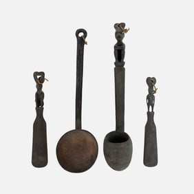 Four Tribal African or Ifugao Carved Wood Spoons Ladles