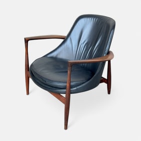 Ib Kofod-Larsen "Elizabeth" Danish Modern Rosewood Leather Lounge Chair Original