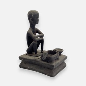 Tribal Ifugao "Bulul" Carved Wood Sculpture On Stand