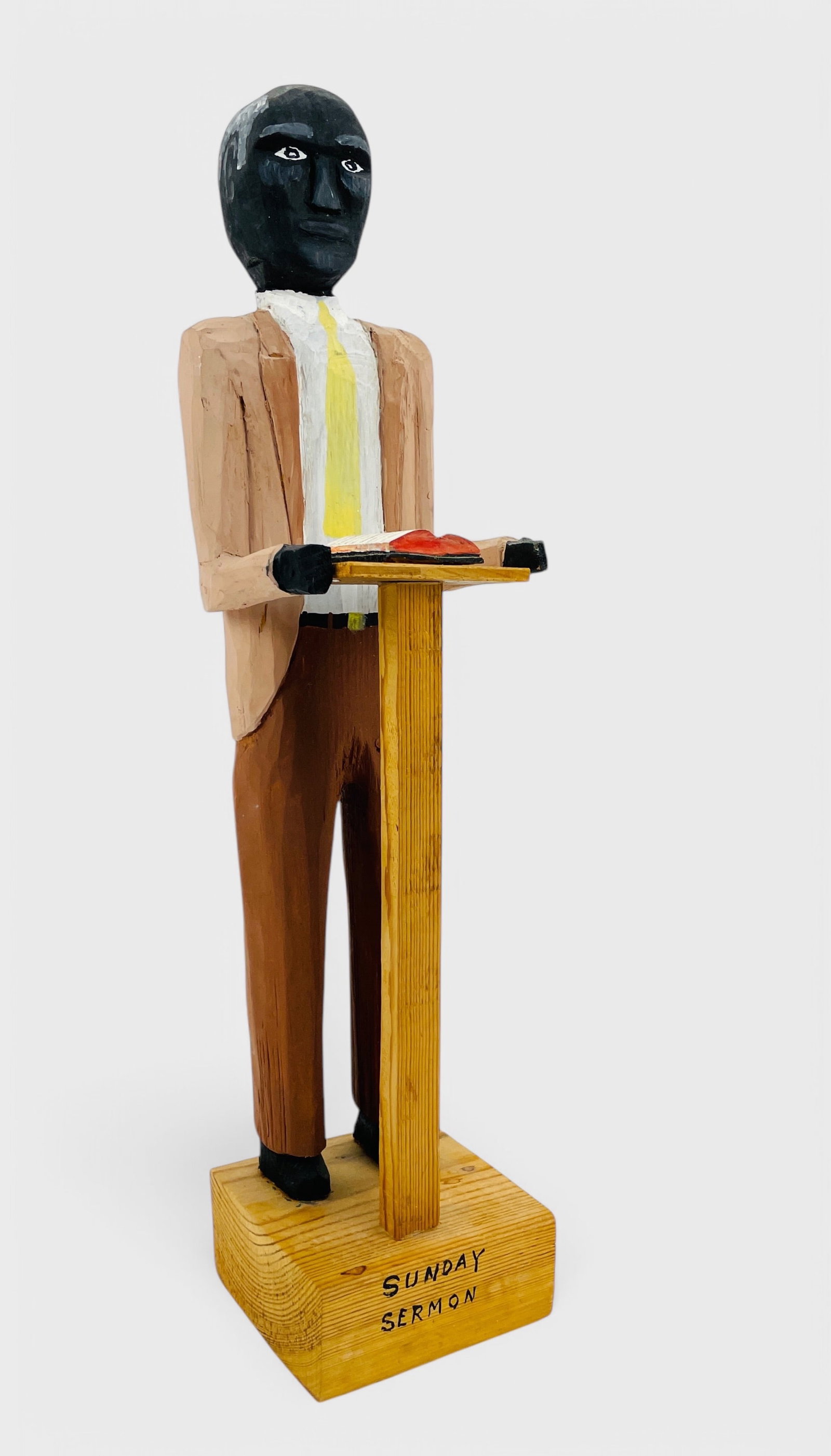 Preston Geter "Sunday Sermon" American Folk Art Carved and Painted Wood Sculpture: Titled, dated 1996, and signed as shown. Good as shown.