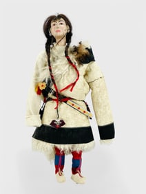 Alaskan Native American Inuit Female Doll Figurine Sculpture
