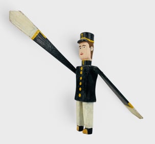 American Folk Art Carved and Painted Wood Sailor Sculpture