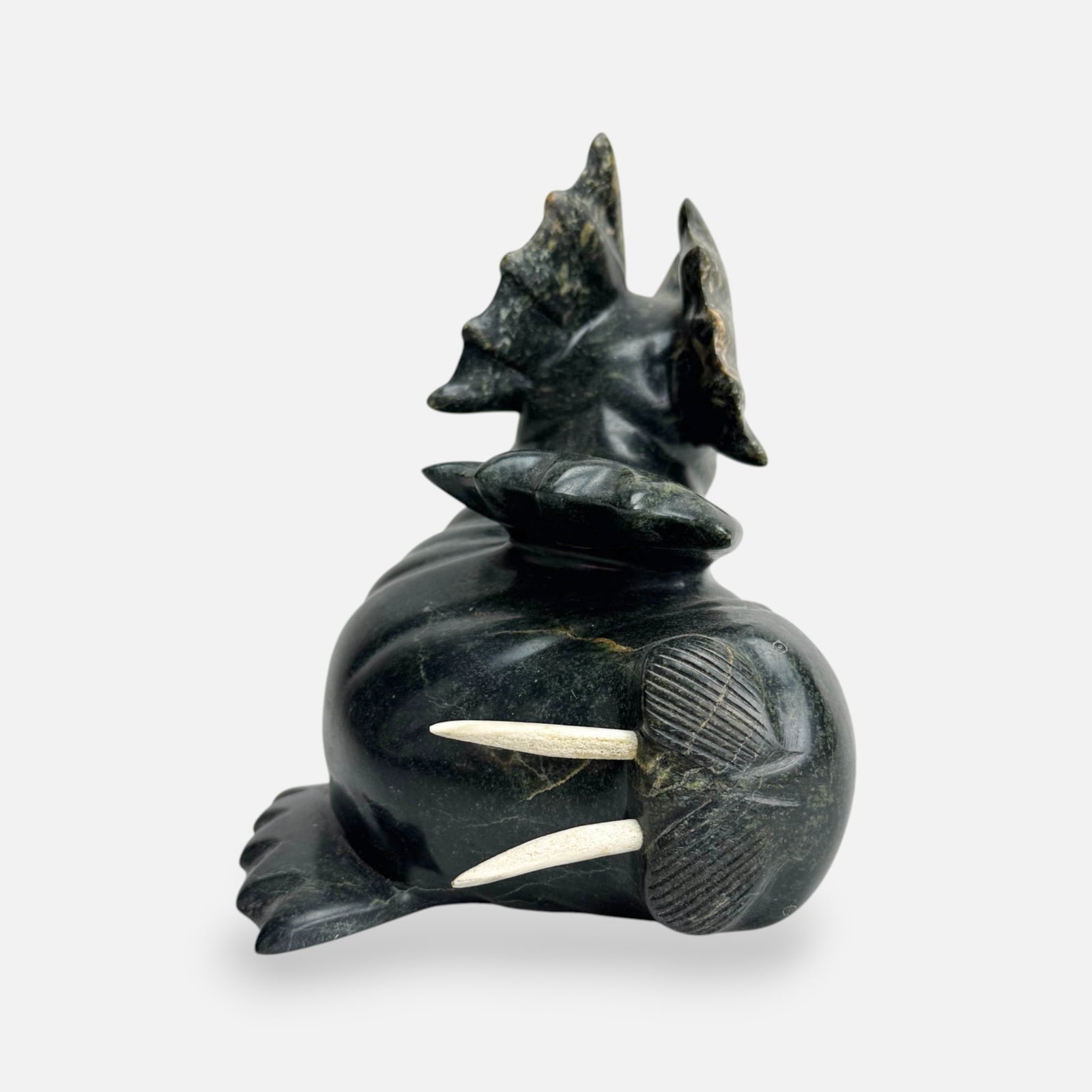 Peter Parr Cape Dorset Inuit Carved Stone Dancing Walrus Serpentine Sculpture: Ca. second half 20thC. Signed as shown. Very good, with very minor surface wear.