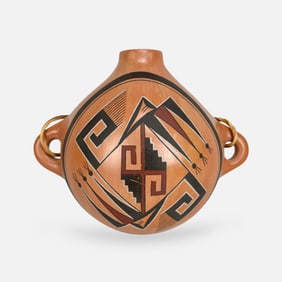 Loren Ami Native American Hopi-Tewa Pottery Canteen Vessel