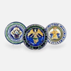 Three Royal Copenhagen Faience Porcelain Christmas Year Plates 1921, 1924, 1929