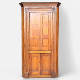 Antique American Pine Four-Door Blind Corner Cupboard