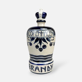 Royal Copenhagen Faience Pottery Cherry Brandy Heering Advertising Bottle w/Crown Stopper